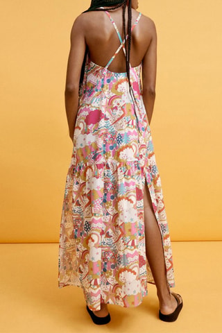 Robe longue - Blanc et rose