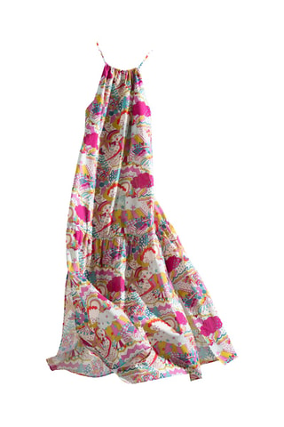 Robe longue - Blanc et rose