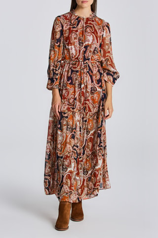 Robe longue - Orange et bleu marine