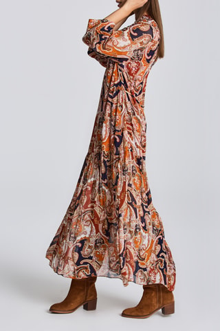 Robe longue - Orange et bleu marine