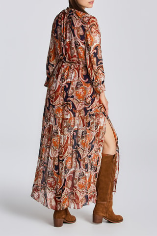 Robe longue - Orange et bleu marine