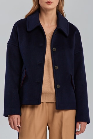 Manteau en laine et cachemire - Bleu nuit