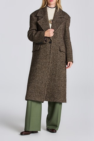 Manteau en laine, alpaga et mohair - Beige chiné