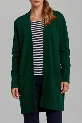 Gilet long en laine d’agneau - Vert foncé