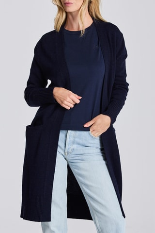 Gilet long en laine d’agneau - Bleu marine