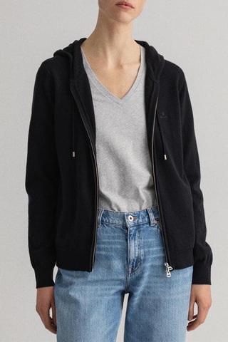 Pull à capuche en laine d’agneau - Noir