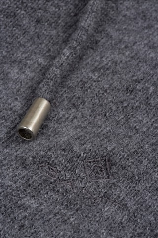 Pull à capuche en laine d’agneau - Gris chiné