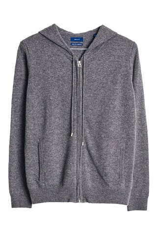 Pull à capuche en laine d’agneau - Gris chiné