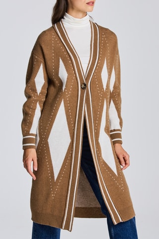 Gilet long en laine d’agneau - Marron