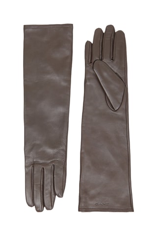 Gants longs en cuir d’agneau - Marron foncé