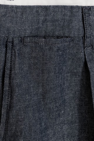 Pantalon slim en lin - Bleu marine chiné