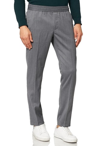 Pantalon slim en laine- Gris clair chiné