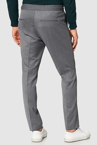 Pantalon slim en laine- Gris clair chiné