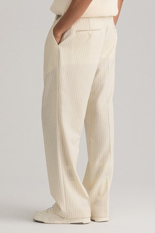 Pantalon straight en laine - Beige