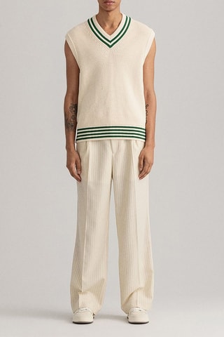 Pantalon straight en laine - Beige