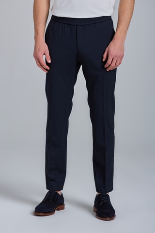 Pantalon slim en laine - Bleu marine