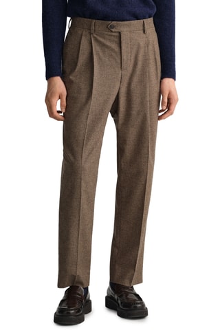 Pantalon droit en laine - Marron
