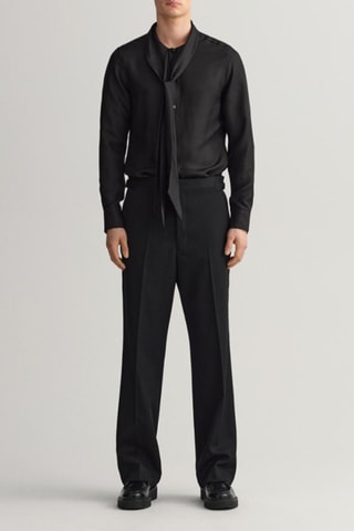 Pantalon en laine taille haute - Noir