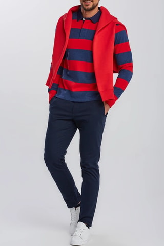 Polo straight - Bleu marine et rouge