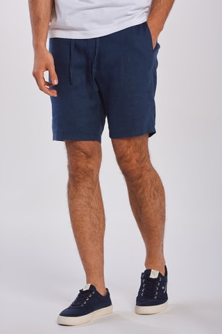 Short relaxed en lin - Bleu cobalt