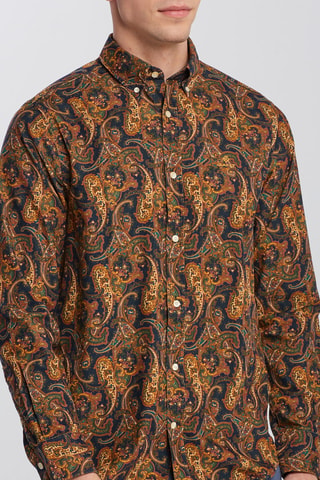 Chemise straight en velours - Kaki