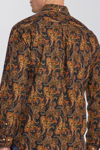 Chemise straight en velours - Kaki