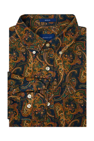 Chemise straight en velours - Kaki