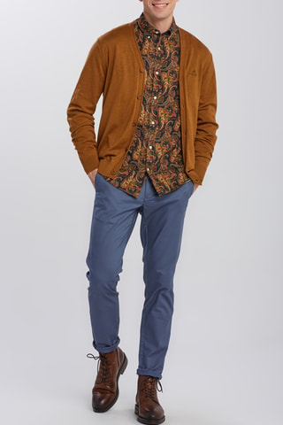 Chemise straight en velours - Kaki