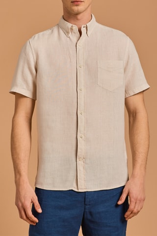 Chemise straight en lin - Beige