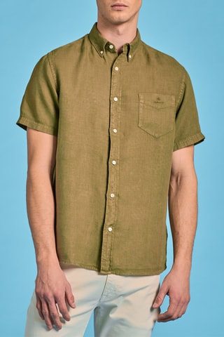 Chemise straight en lin - Kaki