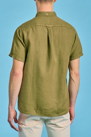 Chemise straight en lin - Kaki