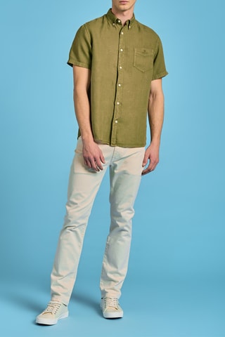 Chemise straight en lin - Kaki