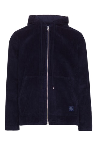 Surchemise droit en velours à capuche - Bleu nuit
