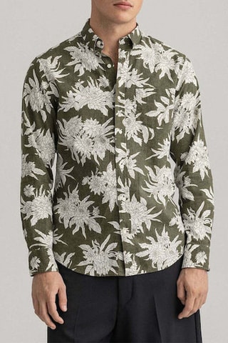Chemise regular en lin - Kaki