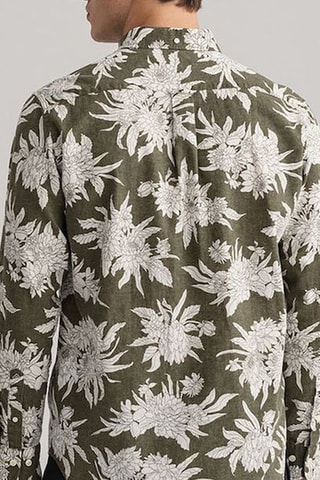 Chemise regular en lin - Kaki