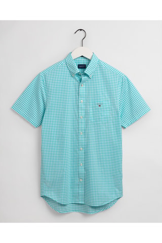 Chemise regular - Turquoise et blanc