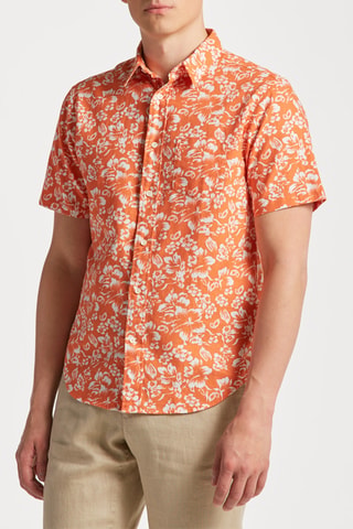 Chemise regular en lin - Orange