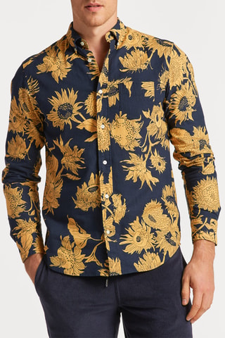 Chemise regular en lin - Jaune