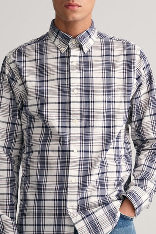 Chemise regular - Blanc et bleu marine
