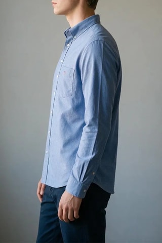 Chemise regular - Bleu foncé et blanc