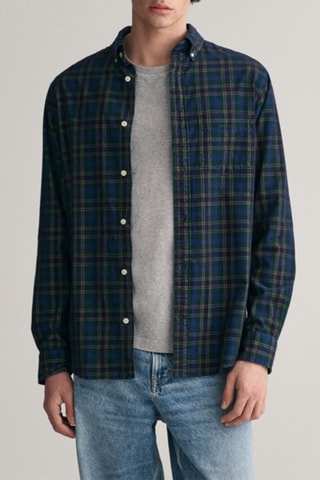 Chemise regular en velours - Vert foncé