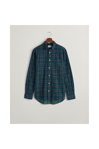 Chemise regular en velours - Vert foncé