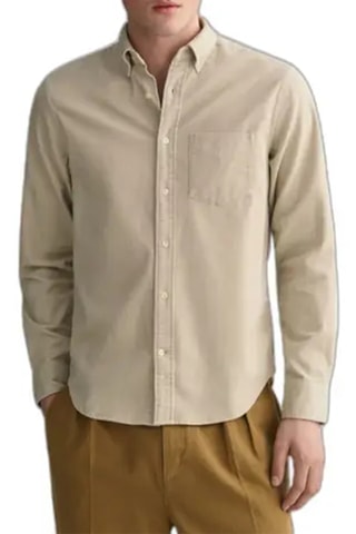 Chemise regular en velours- Beige