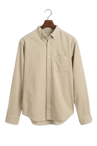 Chemise regular en velours- Beige