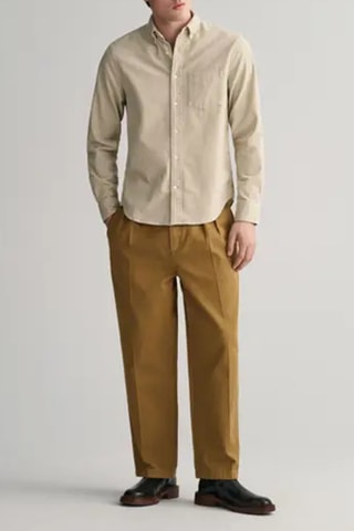 Chemise regular en velours- Beige