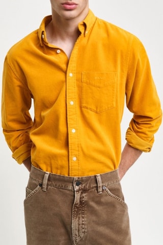 Chemise regular en velours - Jaune