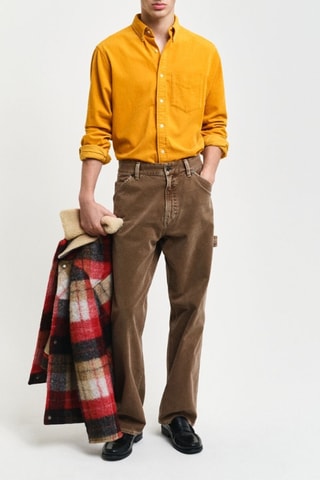 Chemise regular en velours - Jaune