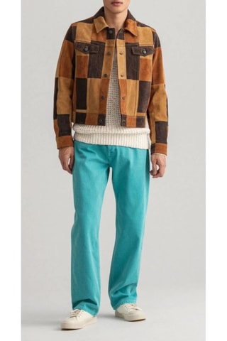 Veste en cuir de veau nubuck - Kaki