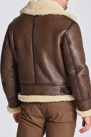 Veste en cuir d'agneau - Marron