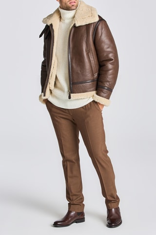 Veste en cuir d'agneau - Marron